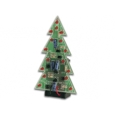 Stavebnice - Elektronický vánoční stromek 3D. 16 LED. 9V